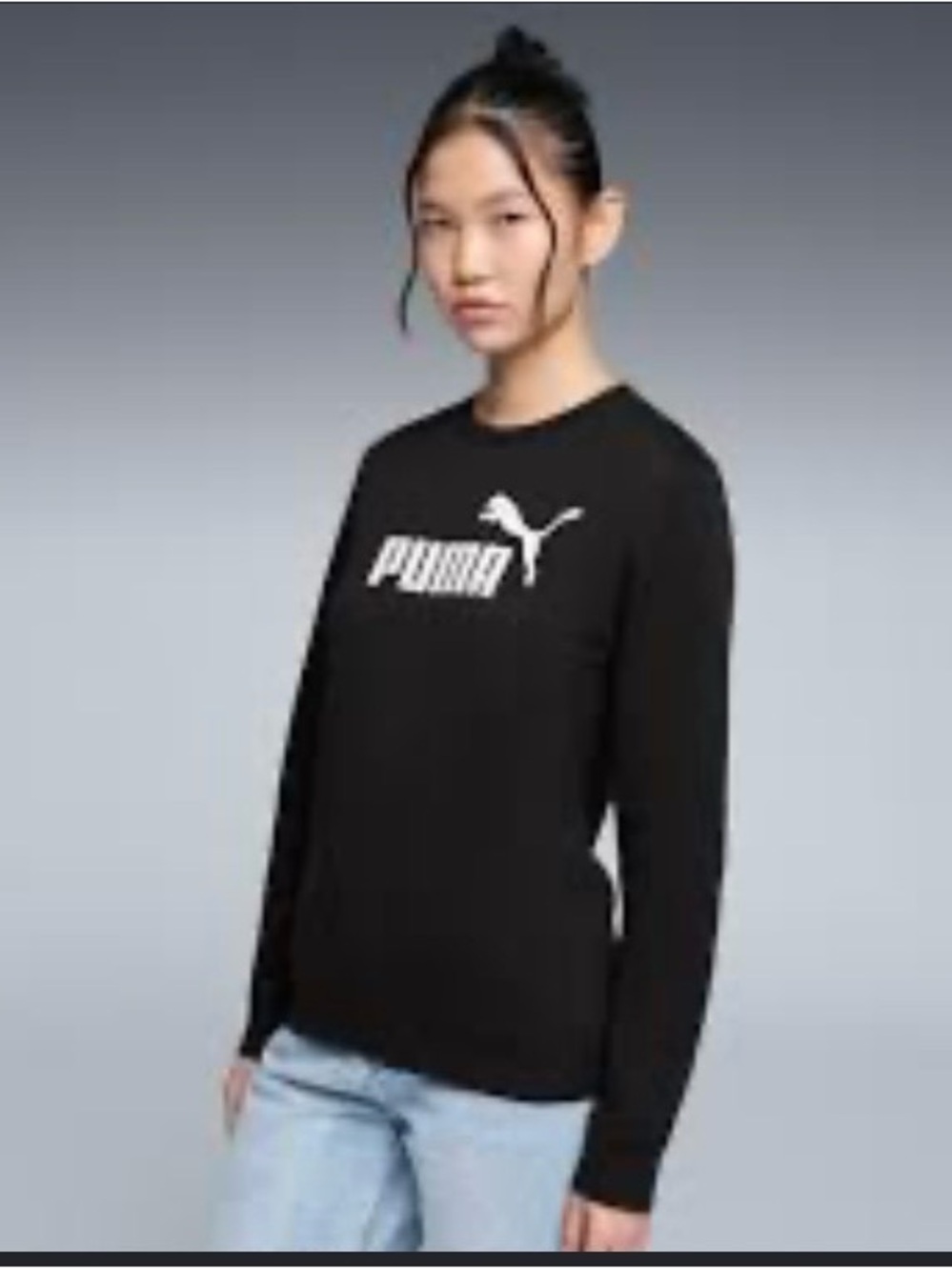 Puma Black Crew Sweatshirt with White Logo